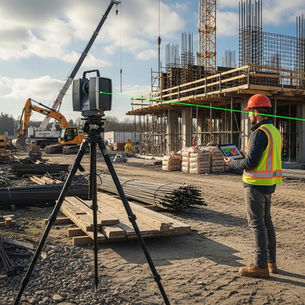 3D laser scanner capturing as-built conditions on a construction site for accurate model reconciliation