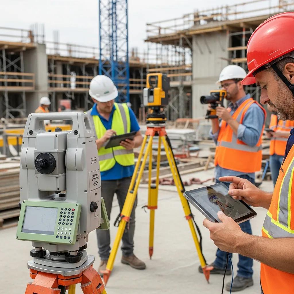 Robotic total station and 3D scanner in use on a construction site