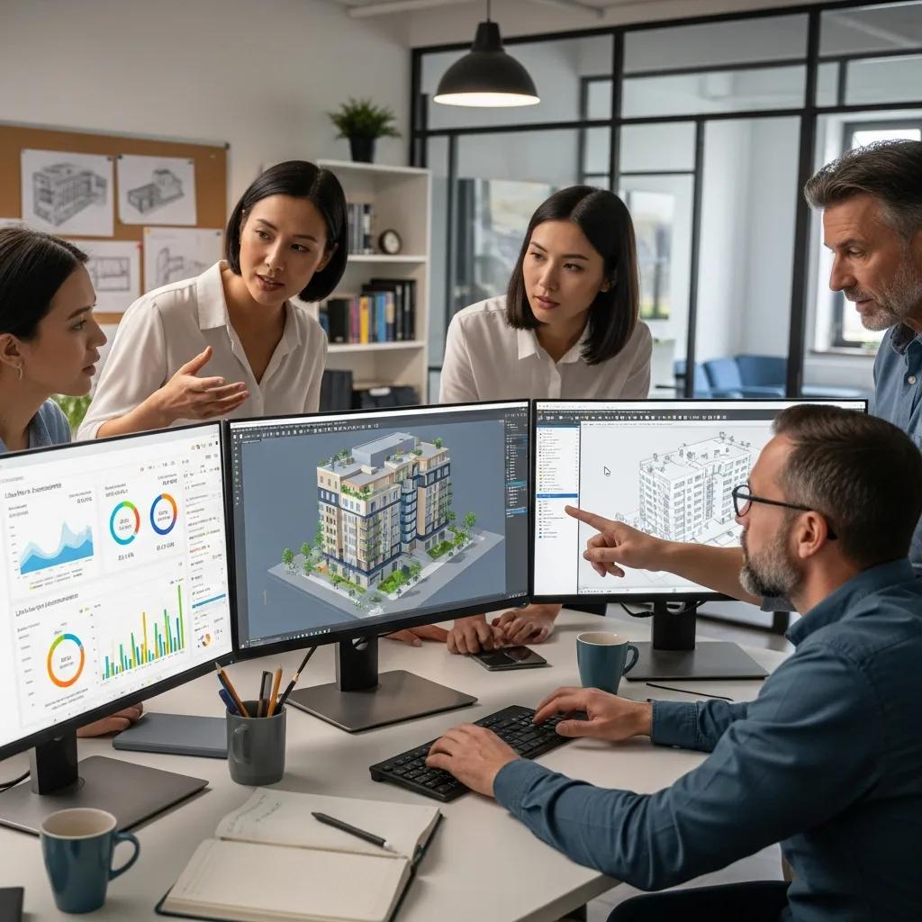 Team reviewing a BIM model to generate LCA inputs