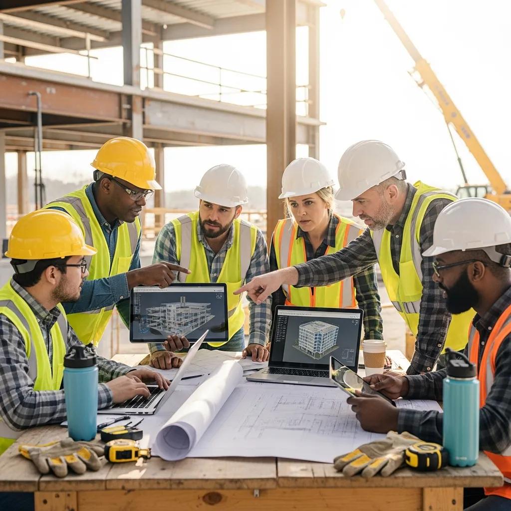 Construction professionals collaborating on Virtual Design and Construction in Richmond, VA