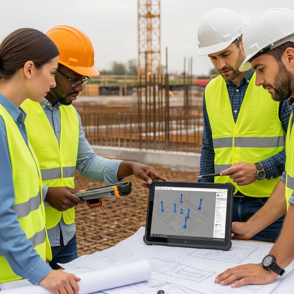 Project team reviewing a BIM model to coordinate anchor bolt layouts