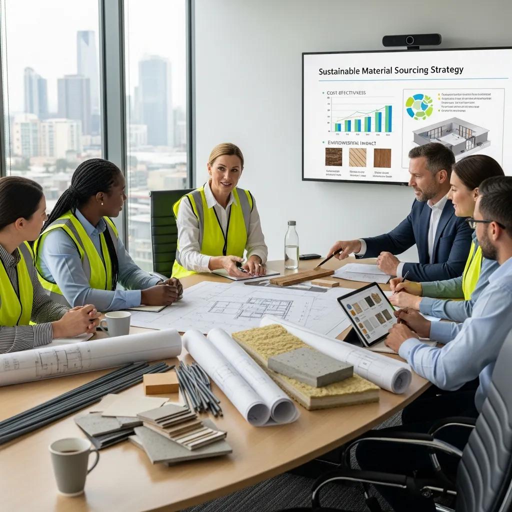 Construction team meeting with suppliers to refine material sourcing strategies