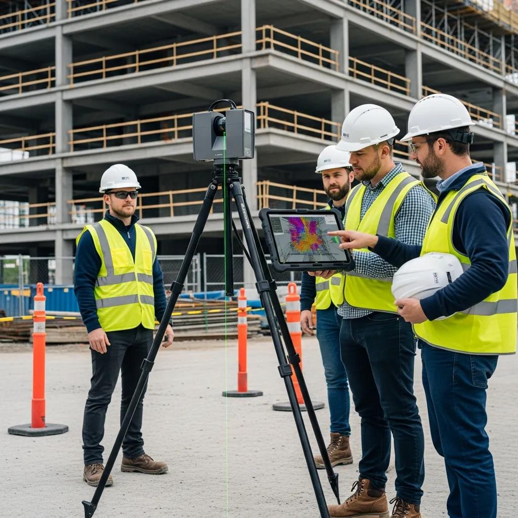 Field crew operating a 3D laser scanner to verify conditions and prevent costly errors