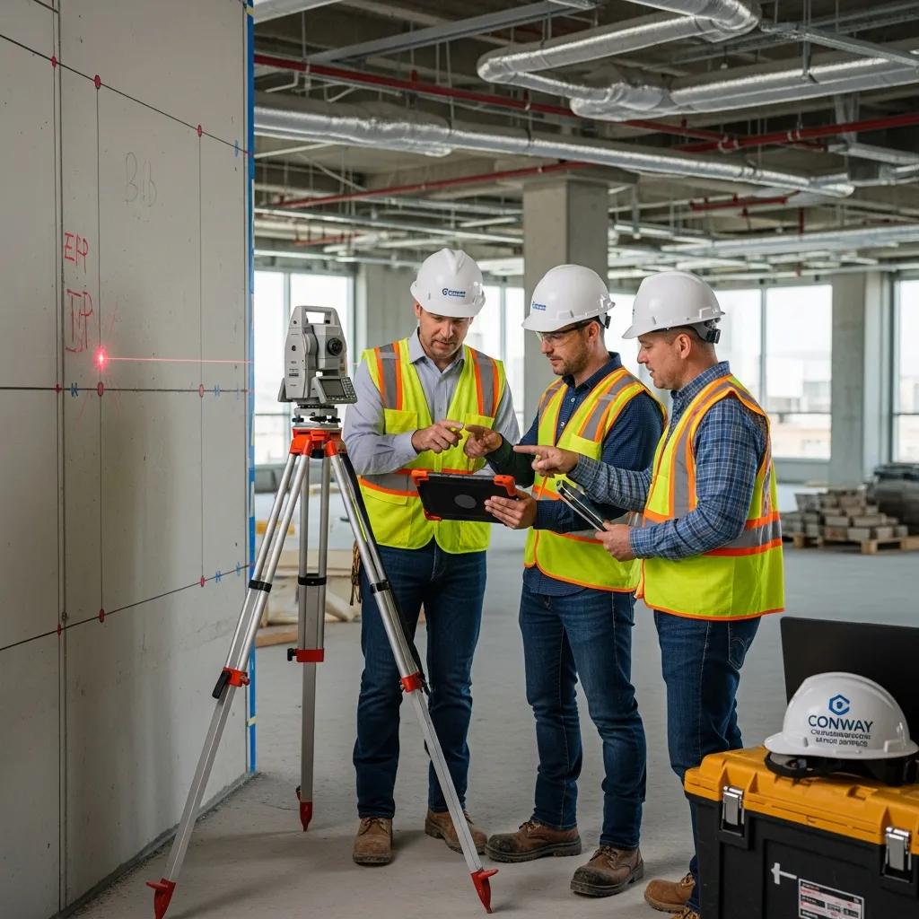 Field team using Robotic Total Station for MEP stakeout and verification