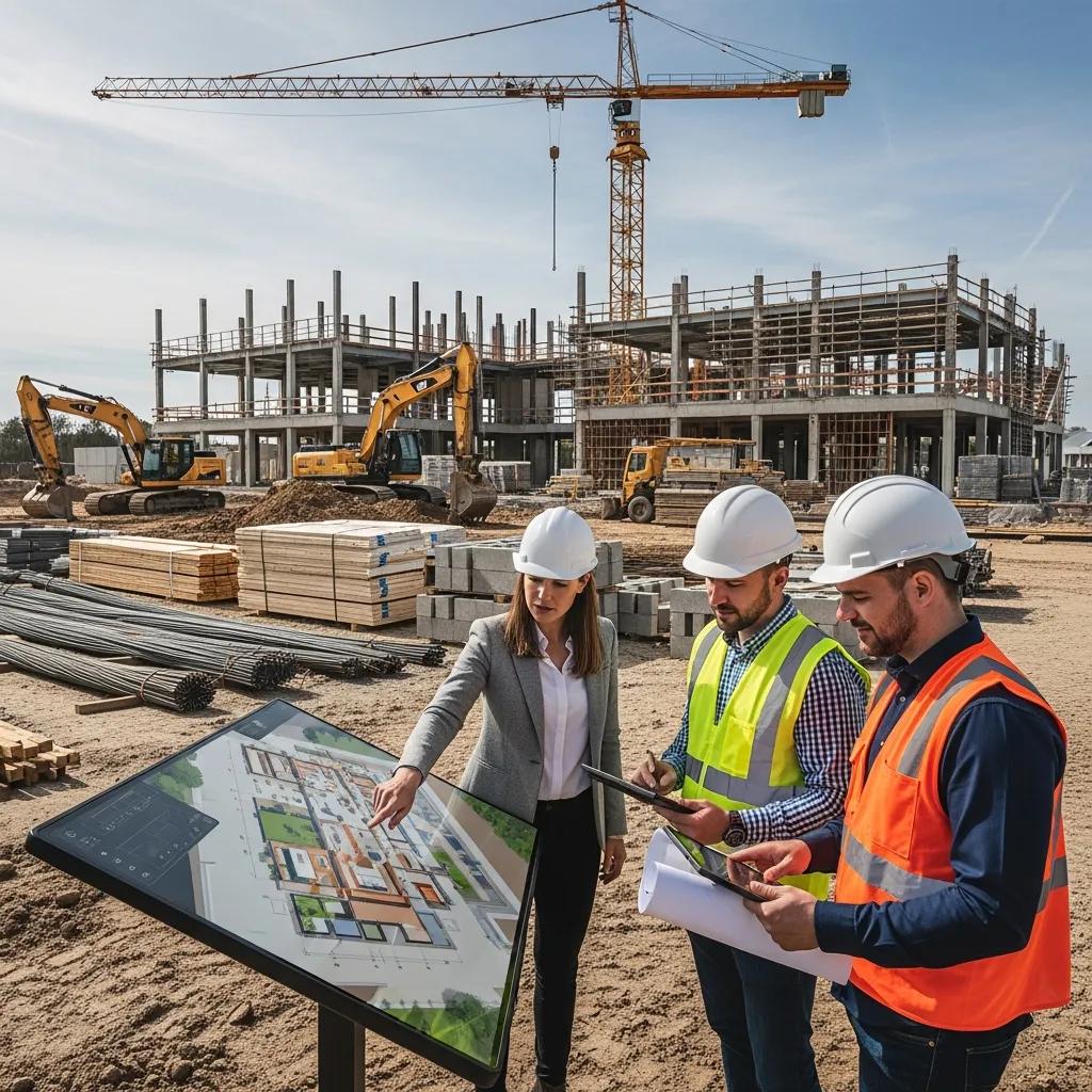 Construction team using VDC tools on a K-12 campus project