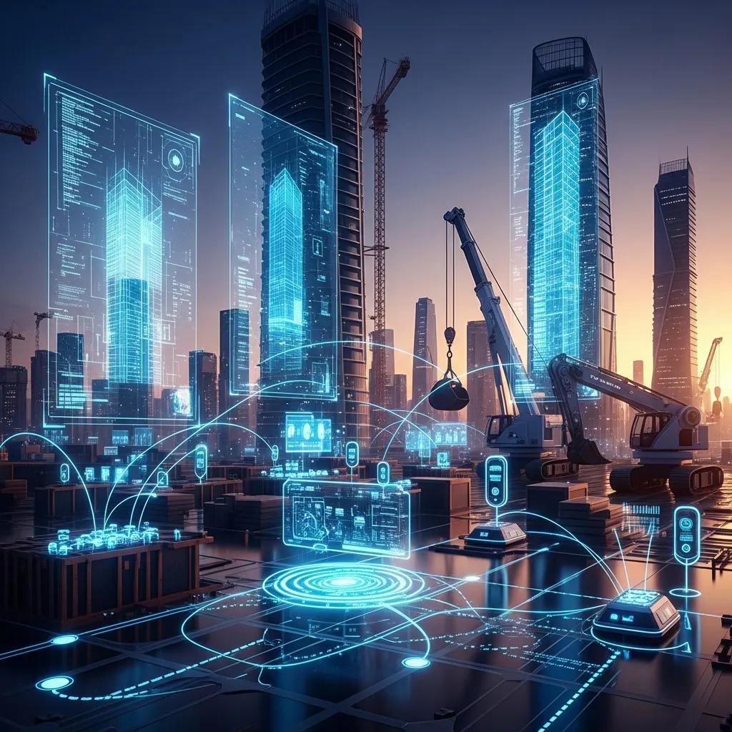 Construction site integrating AI, digital twins, and IoT for continuous insight