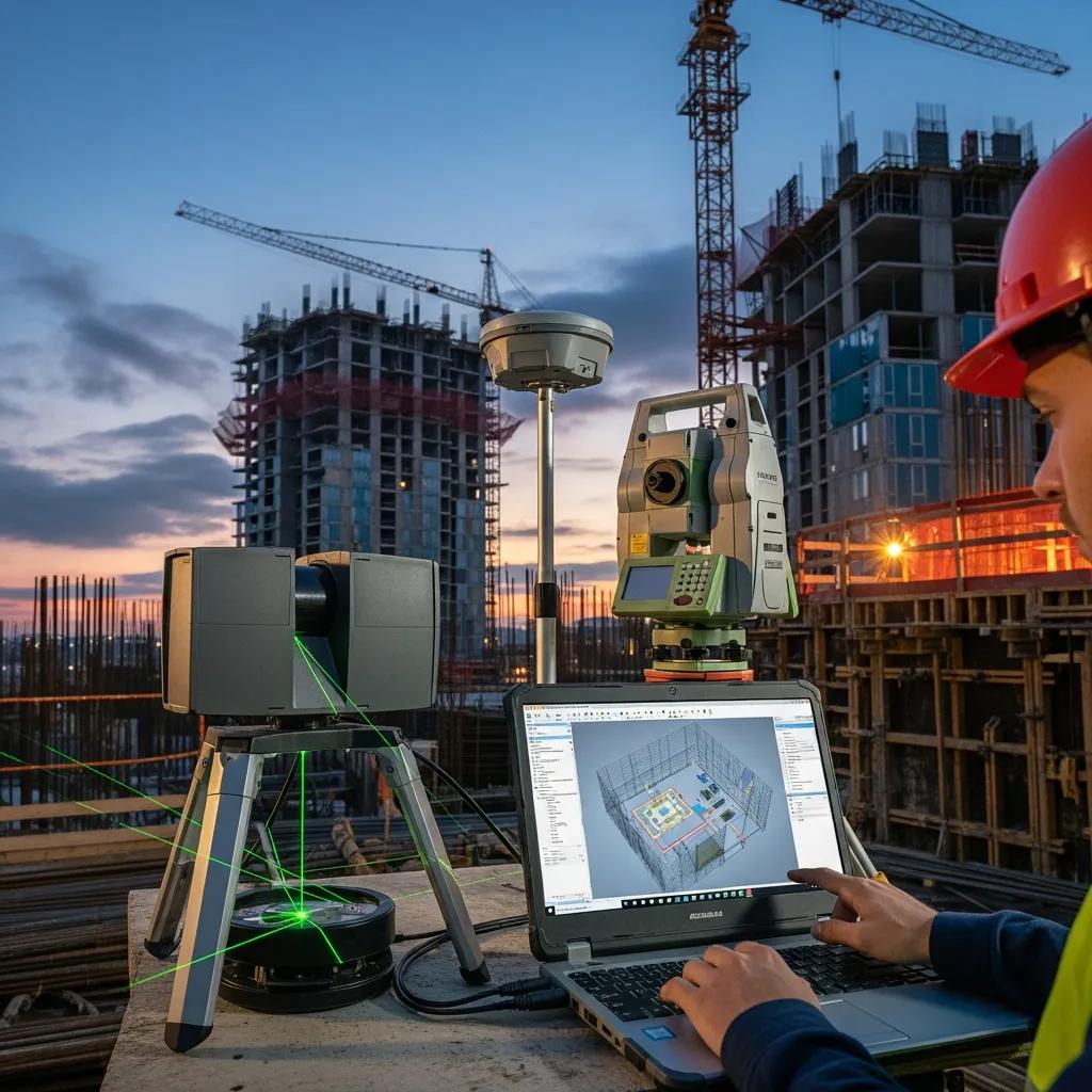 BIM, 3D scanning and robotic total station integrated in construction workflow