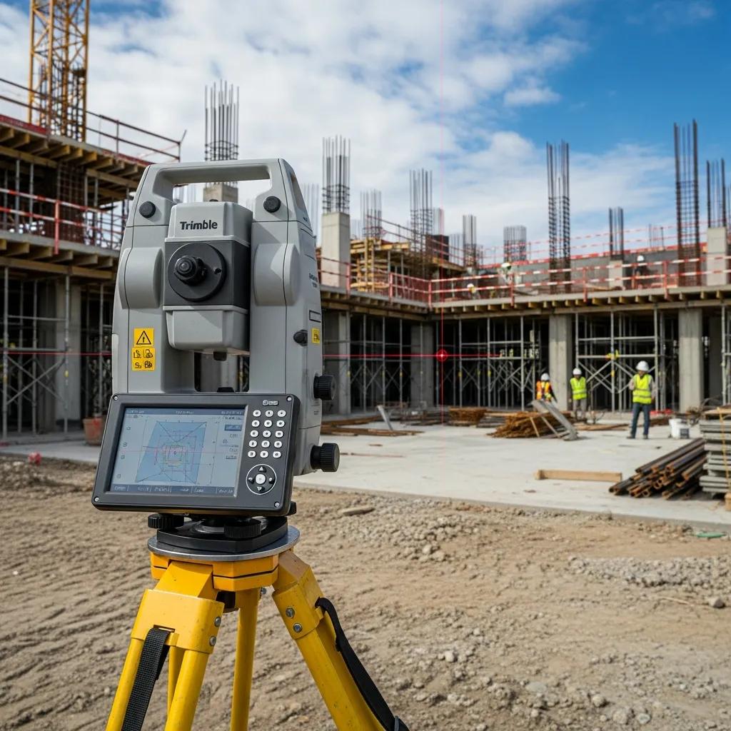 Trimble robotic total station set up for model-driven stakeout and verification