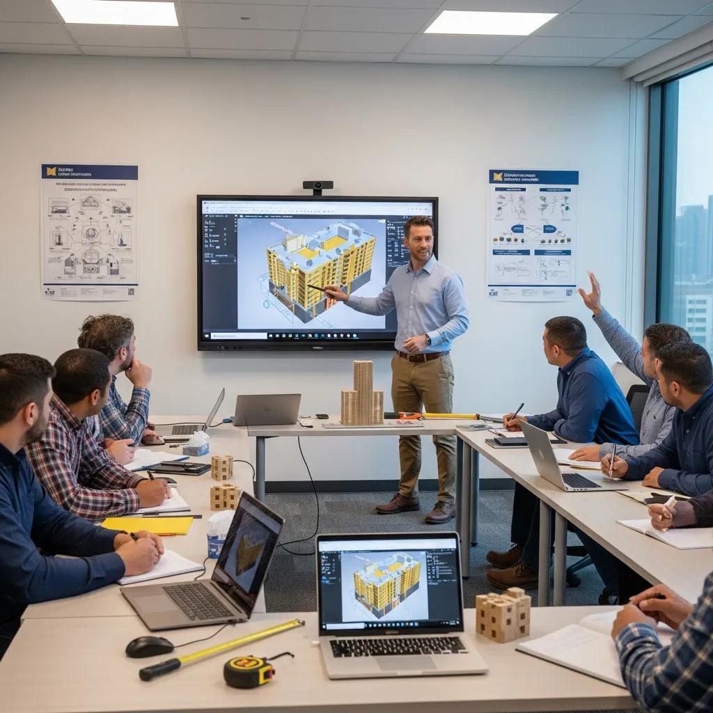 VDC consultant coaching field crews on digital workflows and layout instruments