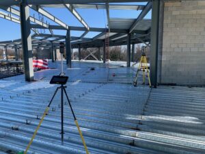 Field tablet and robotic total station used for construction layout